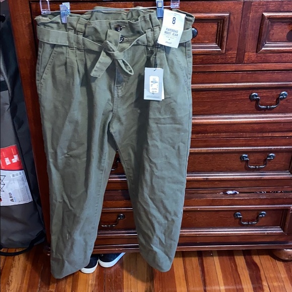 NWT ARMY GREEN PAPERBAG WAIST JEANS - Picture 2 of 4